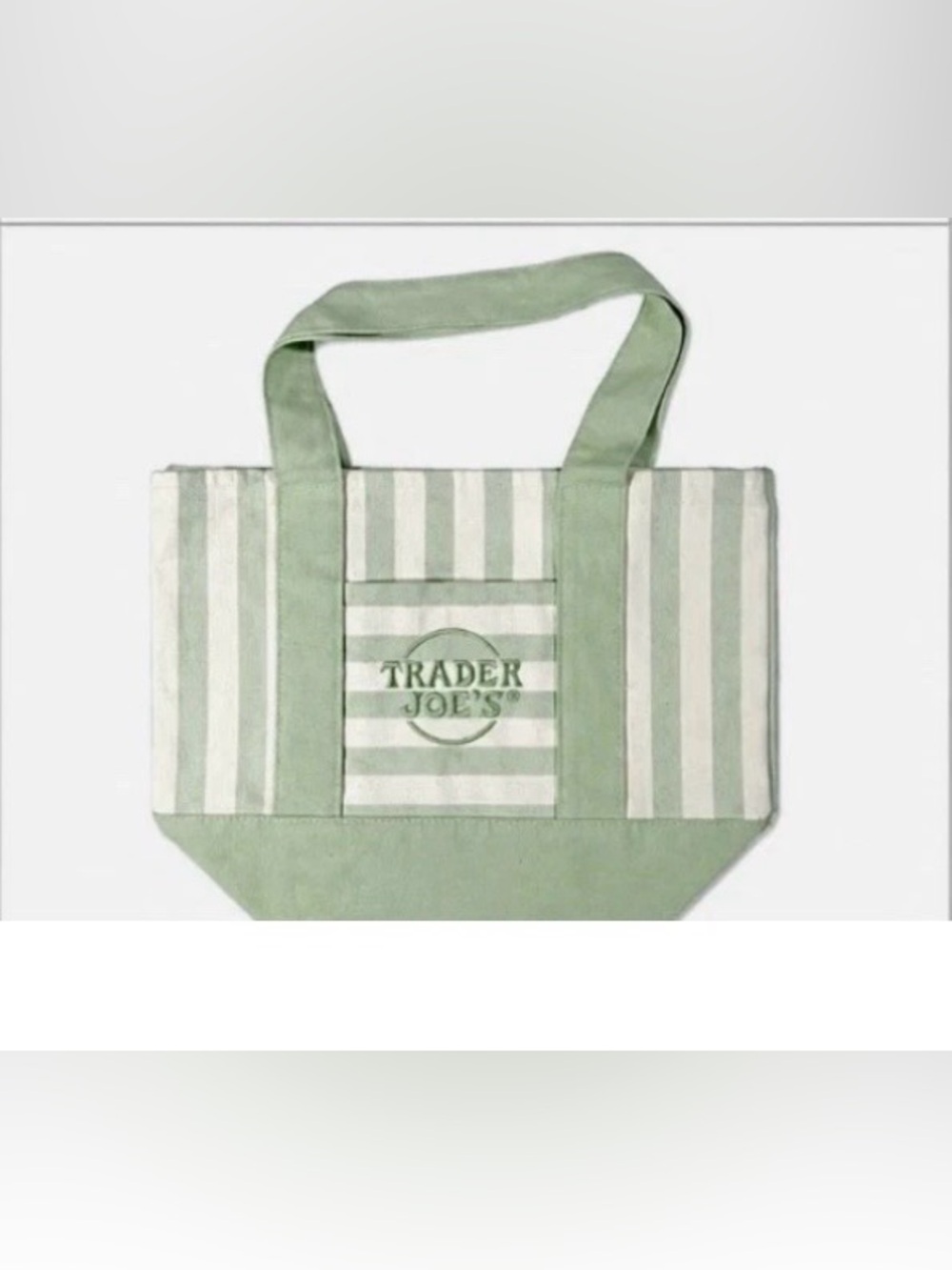 Trader Joe's Striped Mini Tote Bags 2026 Mint/Sage